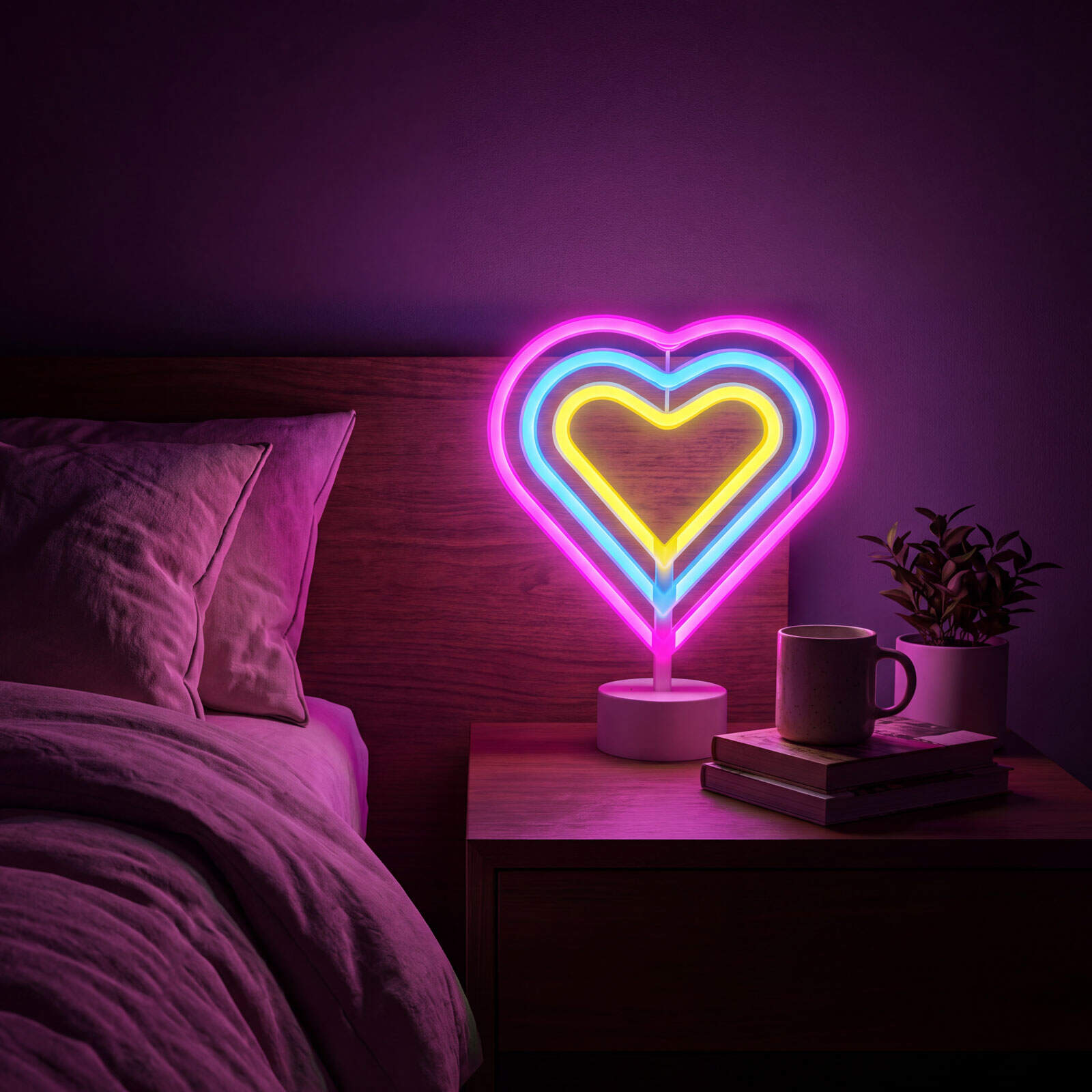 Neon LED Lamp Hart – Multicolor – USB & Batterij – Hartvormige Sfeerlamp – Kinderkamer & Slaapkamer – 25,2 x 23 cm