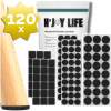 120x N'JOY LIFE Premium Viltjes Stoelpoten - Zwart - Zelfklevend Anti Kras Meubelvilt voor Meubels - 120 stuks - Rond en Vierkant - Zelfklevende Stoelpoot Beschermers - Meubelglijders Antikras Vilt voor Stoel - Bank - Tafel - Elektrische Apparatuur - BPK