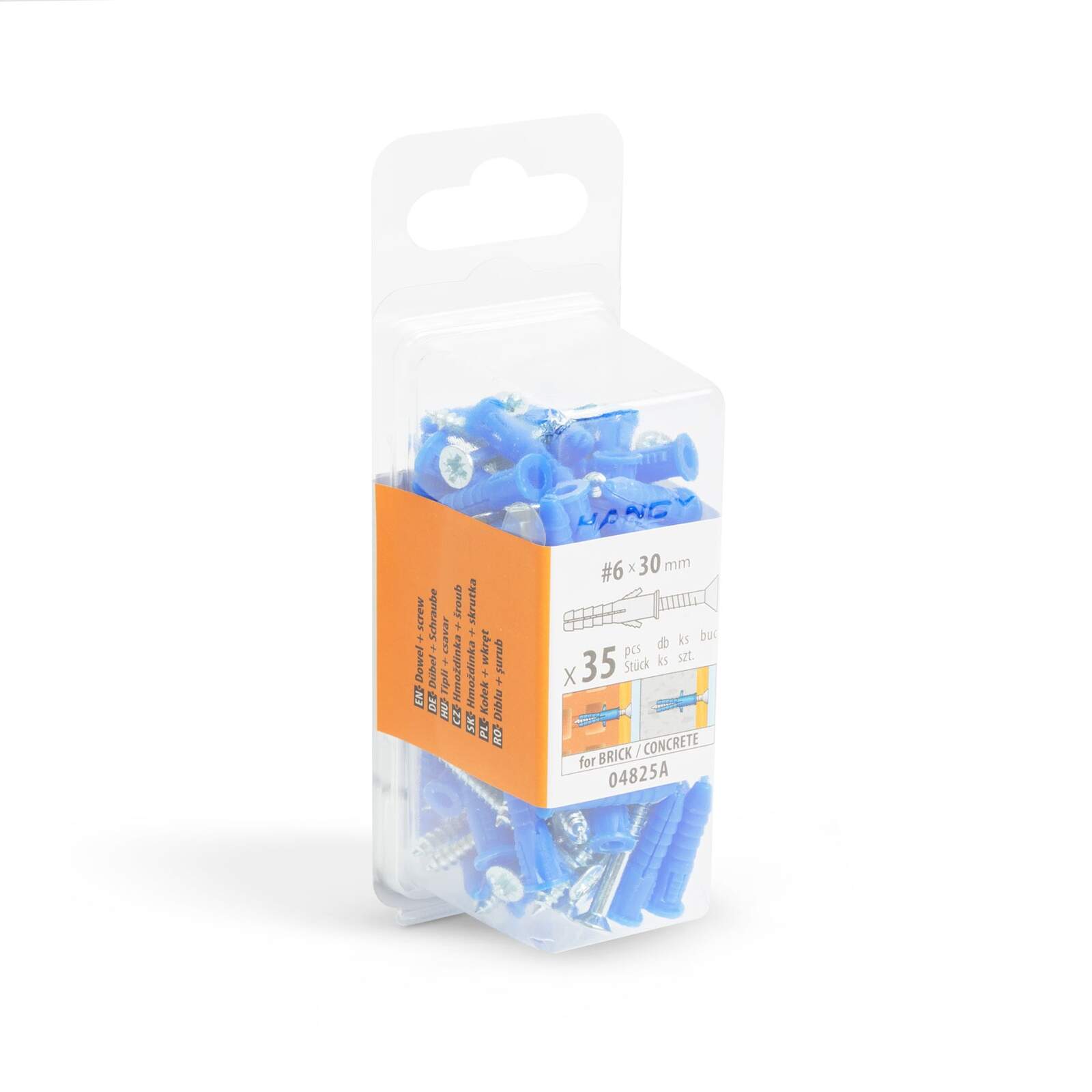 35x Plug Met Schroef 6 X 30 Mm – Kunststof Muurplug Met Bijpassende Schroef – M6 Bevestigingsset Voor Beton En Steen – Dowel + Screw Voor Montage – Bevestigingsmateriaal – 35 Stuks Per Verpak