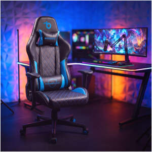 TitanForce gamingstoel met kussens - zwart/blauw - 122 x 65 x 53 cm 1 Stuks [BMD1124BL]