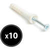 10x Slagplug 6 X 40 Mm – Impact Anchor / Slaganker Voor Montage – Kunststof Plug Met Schroef – M6 Muurplug Voor Beton En Steen – Bevestigingsmateriaal – 10 Stuks Per Verpakking [04828A]