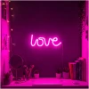 Neon LED-lamp - roze "Love" - 3 x AA + USB - 34 x 1,6 x 12,5 cm 1 Stuks [43996H]