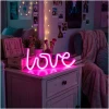 Neon LED-lamp - roze "Love" - 3 x AA + USB - 34 x 1,6 x 12,5 cm 1 Stuks [43996H]