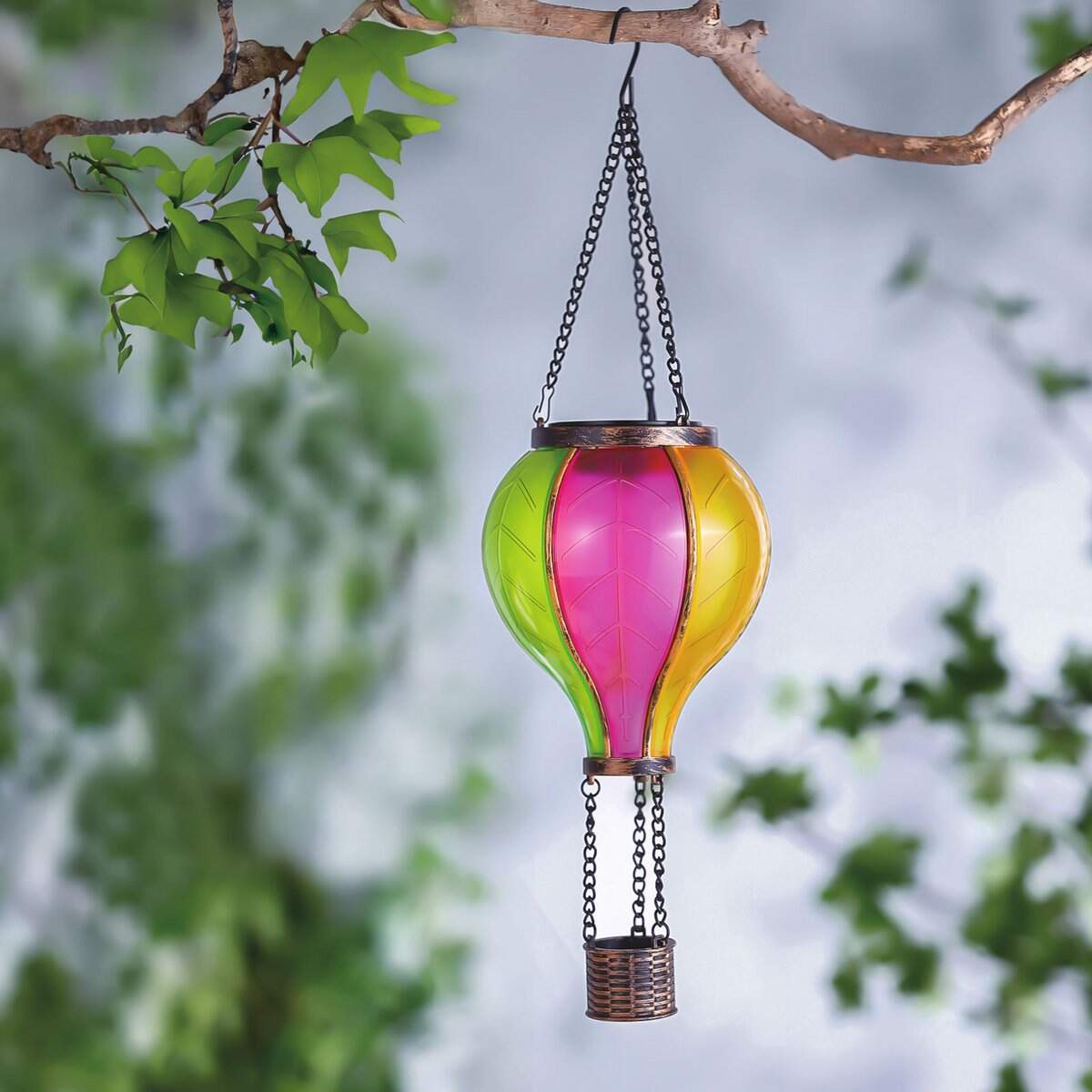 Solar tuinverlichting Balloon Rainbow - Luchtballon met vlameffect – LED's – 11 x 11 x 37 cm 1 Stuks