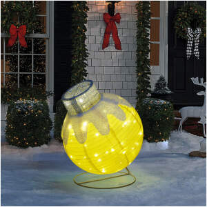 Kerstverlichting Buiten Figuren op Netstroom - Reuze Kerstbal Verlicht Ornament XXL 83 x 60 cm - Binnen & Overdekt Buiten - Geel / Goud - Warm witte LEDs + Afstandsbediening