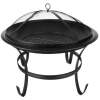 Tuinbarbecue Met Deksel – Houtskool Grill Voor Buiten – Stalen Vuurkorf Met Vonkenscherm En Pook – Ronde Tuingrill Zwart – Ø56 Cm – Outdoor Barbecue En Vuurplaats [DA00115]