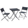 Opklapbare Tuinmeubelset Met Tafel En 2 Stoelen – Balkon- En Terrasset Van Metaal Met Polyrattan – Ruimtebesparend En Onderhoudsvriendelijk – Antracietgrijs [DA00493B]