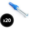 20x Plug Met Schroef 8 X 40 Mm – Kunststof Muurplug Met Bijpassende Schroef – M8 Bevestigingsset Voor Beton En Steen – Dowel + Screw Voor Montage – Bevestigingsmateriaal – 20 Stuks Per Verpakking [04825B]