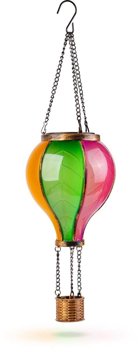 Solar tuinverlichting Balloon Rainbow - Luchtballon met vlameffect – LED's – 11 x 11 x 37 cm 1 Stuks