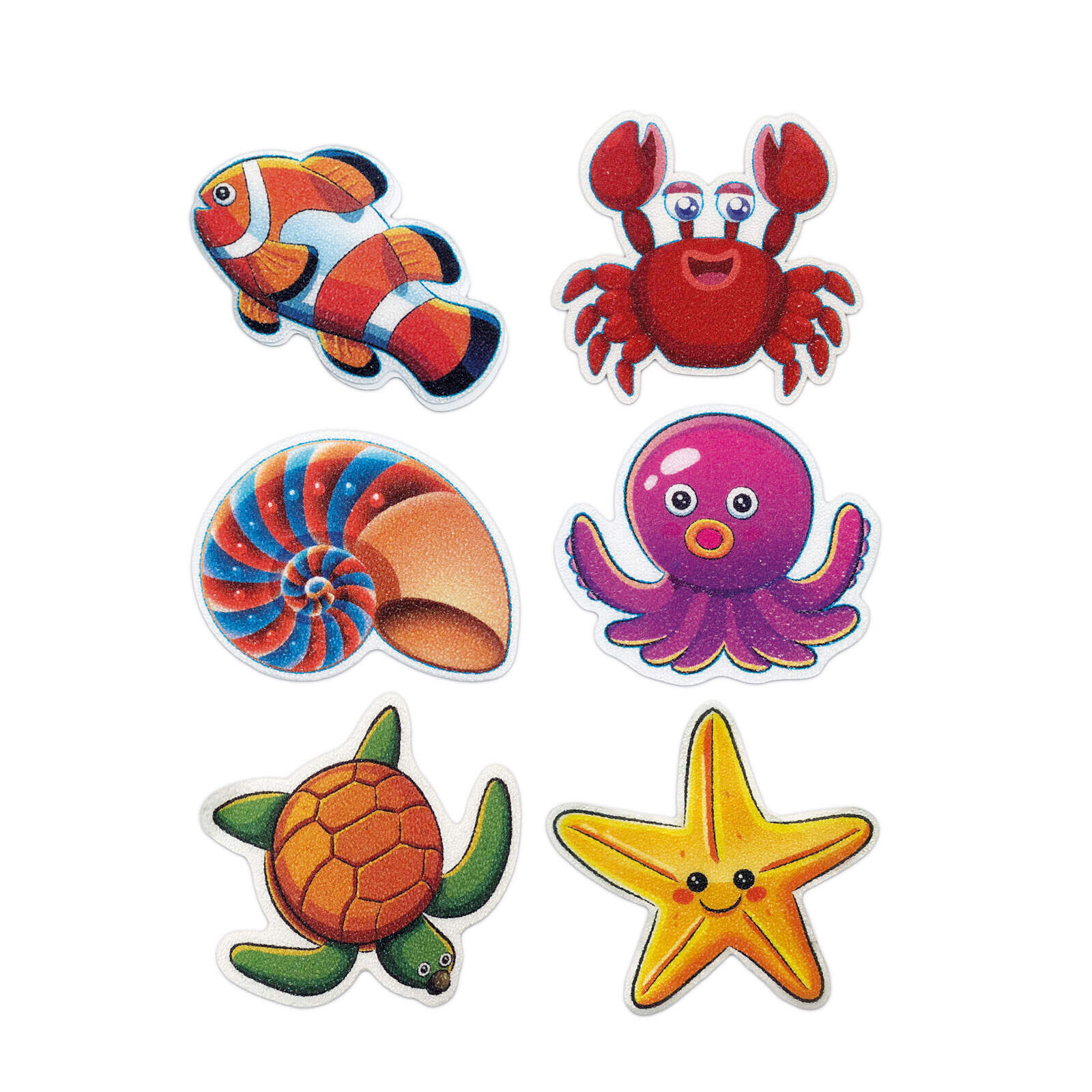 Zelfklevende Anti-Slip Badkamer Stickers Zeedieren 10 cm – 6 Stuks – Douche & Bad Veiligheid - BPK