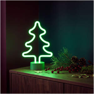 Neon LED-lamp - groene dennenboom - 3 x AA + USB - 18,5 x 8,5 x 28 cm 1 Stuks [43996D]