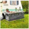 Campingtafel – Opvouwbare Camping & Tuin Tafel – Verstelbare Hoogte – Met Opbergvak – Aluminium & MDF – 120 x 47 cm – Outdoor, Vakantie & Tuingebruik - 1 Stuks [DA00403]