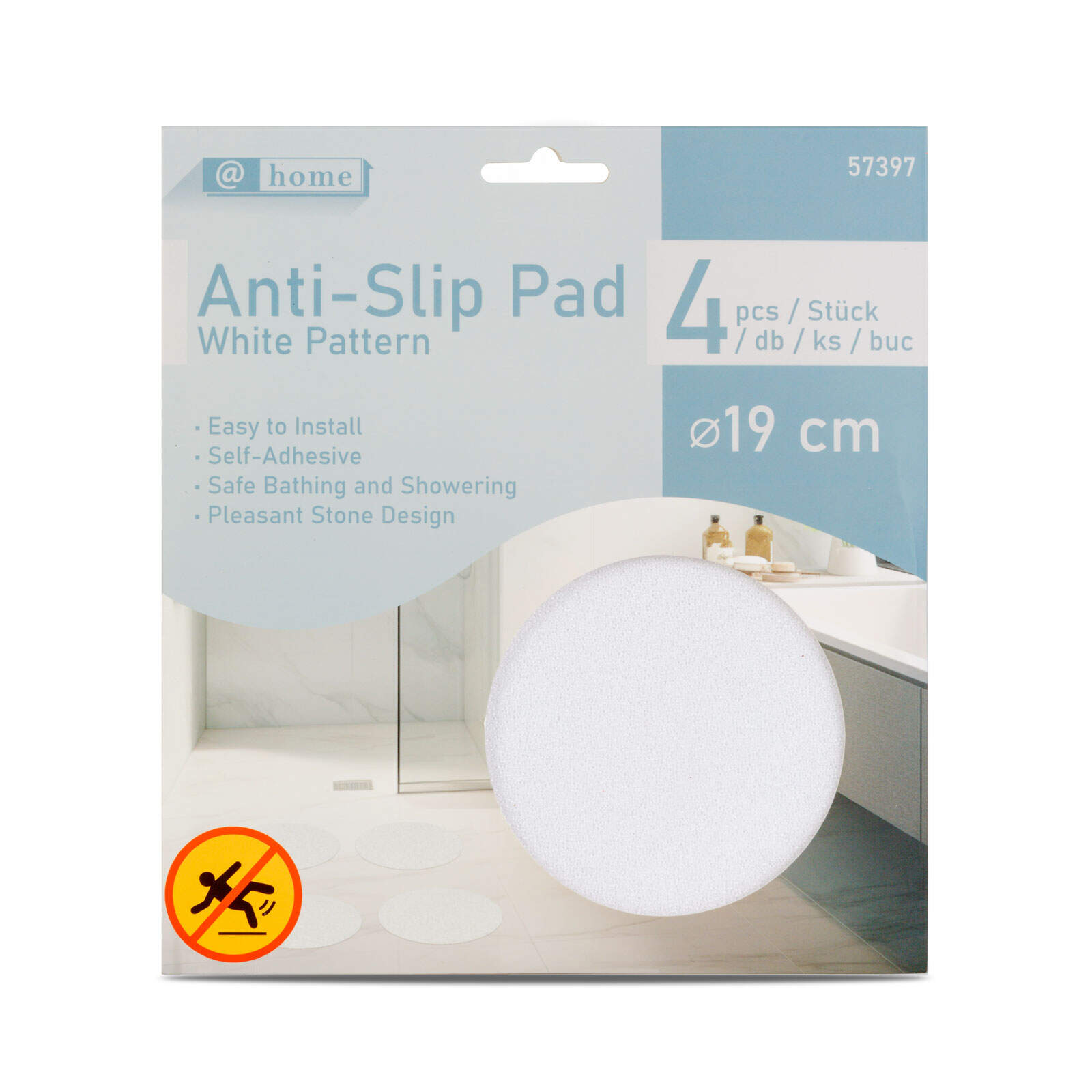 Zelfklevende Anti-Slip Badkamer Stickers Rond 19 cm – Wit – 4 Stuks – Douche & Bad Veiligheid - BPK