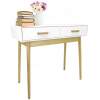 Scandinavische Tafel met 2 Lades – Witte Haltafel / Sidetable – MDF & Hout – 100 x 40 x 79 cm – Opbergtafel voor Woonkamer, Slaapkamer of Hal - 1 Stuks [DA00366C]