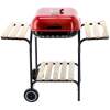 Tuinbarbecue Met Wielen En Deksel – Compacte Houtskool Grill Voor Buiten – Met Ventilatieregeling, Legplanken En Verchroomd Grillrooster – Rood/Zwart [DA01192]