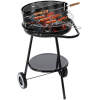 Tuinbarbecue Met Wielen – Compacte Houtskool Grill Voor Buiten – Met Onderplank En Verchroomd Grillrooster – Metaal – Zwart [DA01148]