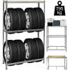 Metalen Bandenrek – Opslagrek Voor Autobanden – 180 × 120 × 40 cm – Hoge Draagkracht Tot 795 kg – Stellingkast – Ruimtebesparend – Voor Garage, Werkplaats Of Opslagruimte [10843]