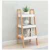 Boekenkast met 3 planken - Kastje met 3 etages - Bijzet Kast - Wit / Hout - 35 x 30 x 75 cm - wit 1 Stuks [DA01190]