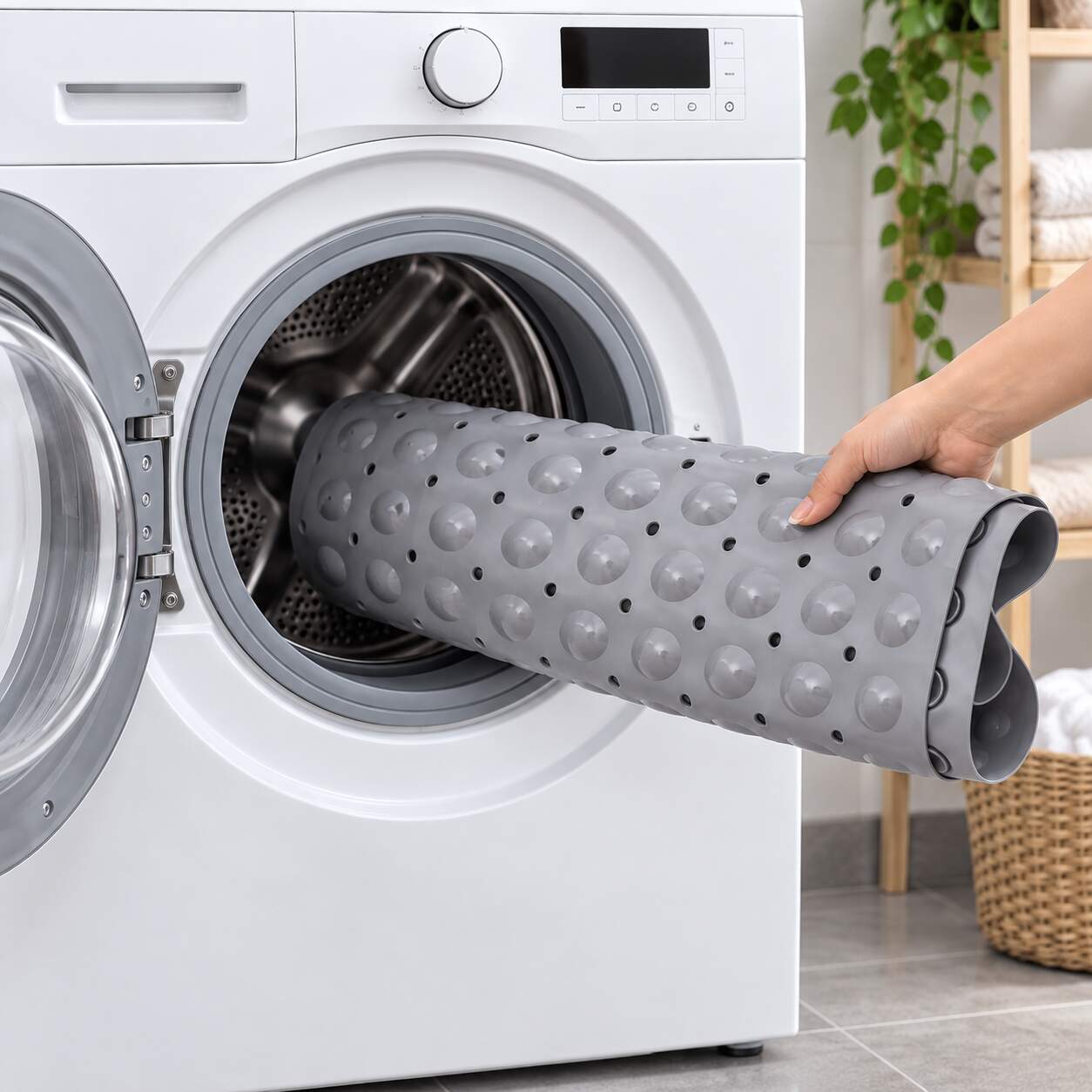 HSXL - Antislipmat - 100x40CM - Incl. Netspons - Antislip Douchemat / Badmat Grijs met Zuignappen – Mat voor in bad – Anti Slip Douche Cabine Mat – Mat voor in de Badkamer - Badkamer accessoires