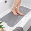 HSXL - Antislipmat - 100x40CM - Incl. Netspons - Antislip Douchemat / Badmat Grijs met Zuignappen – Mat voor in bad – Anti Slip Douche Cabine Mat – Mat voor in de Badkamer - Badkamer accessoires