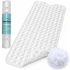 HSXL - Antislipmat - 100x40CM - Incl. Netspons - Antislip Douchemat / Badmat Wit met Zuignappen – Mat voor in bad – Anti Slip Douche Cabine Mat – Mat voor in de Badkamer - Badkamer accessoires