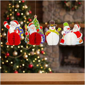 Kerstdecoratie - set papieren lantaarns - 11 x 13 cm - 4 stuks per verpakking 1 Stuks [59731]