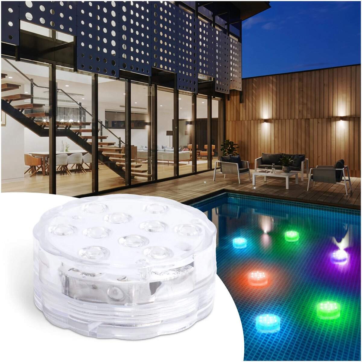 LED zwembadlamp RGB – IP68 – 13 kleuren – dompelbaar – met afstandsbediening – Ø7 cm – spa/jacuzzi/poolverlichting