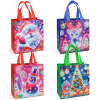 Kerstcadeautasje - iriserend - non-woven - 23 x 22 x 11 cm - 4 stijlen - 12 stuks per verpakking 12 Stuks [58875]