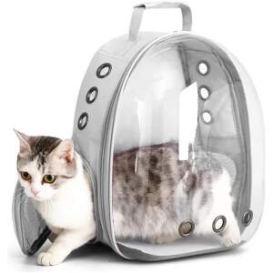 Capsule Rugzak voor huisdieren - Draagtas voor katten en kleine honden - Transport tas - Dieren draagtas - B30 x L25 x H40 cm - Grijs