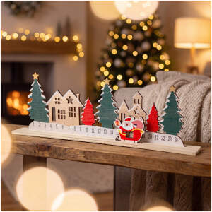 Adventskalender - Kerstdorp - MDF - 40 x 12 cm 1 Stuks [58879]