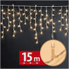 Gordijnverlichting – 15 m – warm wit – 600 LED – 100–240 V – 6 W – transparante kabel 1 Stuks [59770W]