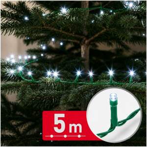 Slingerlampjes – 5 m – koel wit – 100 LED's – 100–240 V – 6 W – groene kabel 1 Stuks [59766C]