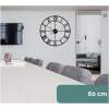 HSXL - 60cm Grote Stille Wandklok Landelijk en Industrieel uit Zwart en Goud Metaal - Groot - 60 cm - Metalen Industriële Klok met Romeinse Cijfers - Modern