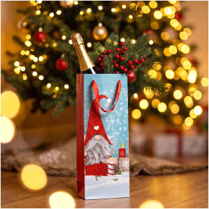 Kerstcadeautasje - kabouterontwerp met glitter - 13 x 36 x 9 cm - 2 stijlen - 12 stuks per verpakking 12 Stuks [58874]