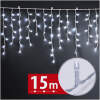 Gordijnverlichting – 15 m – koel wit – 600 LED – 100–240 V – 6 W – transparante kabel 1 Stuks [59770C]