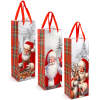 Kerstcadeautasje voor flessen - fluweeleffect - 36 x 12 x 10 cm - 3 stijlen - 12 stuks per verpakking 12 Stuks [58871]