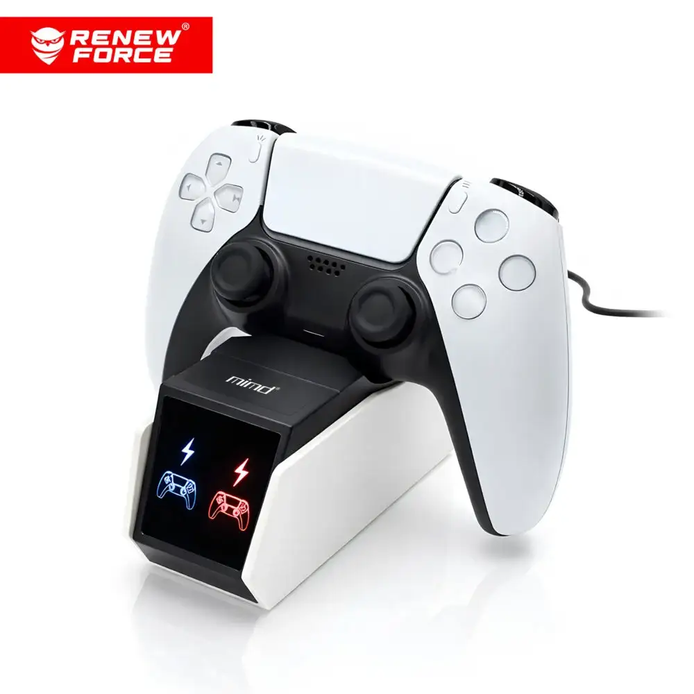 Oplaadstation geschikt voor PS5 DualSense Controllers – Dubbel Laadstation – Voor 2 Controllers – Wit – CHRG-O