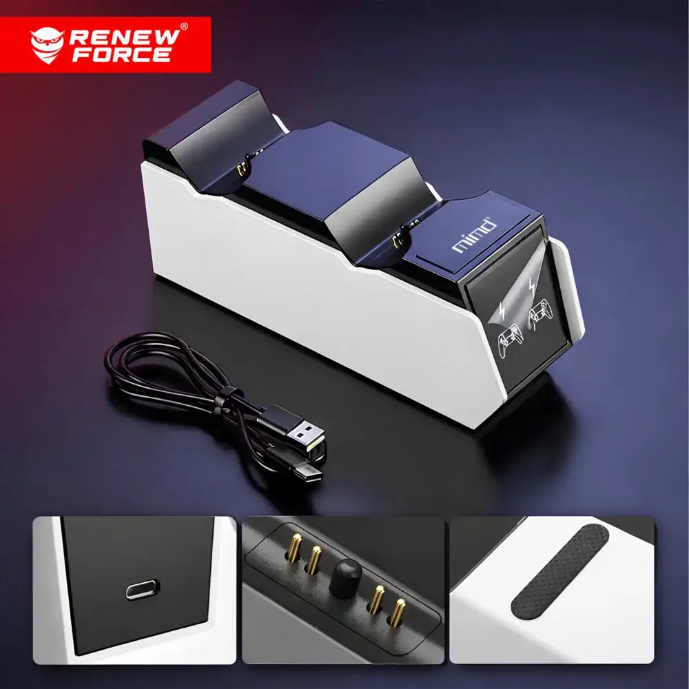 Oplaadstation geschikt voor PS5 DualSense Controllers – Dubbel Laadstation – Voor 2 Controllers – Wit – CHRG-O