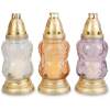 Glazen gedenkkaars met plastic deksel – 25 x 10 cm – transparant/abrikoos/paars glas – goud 8 Stuks [TW1028]