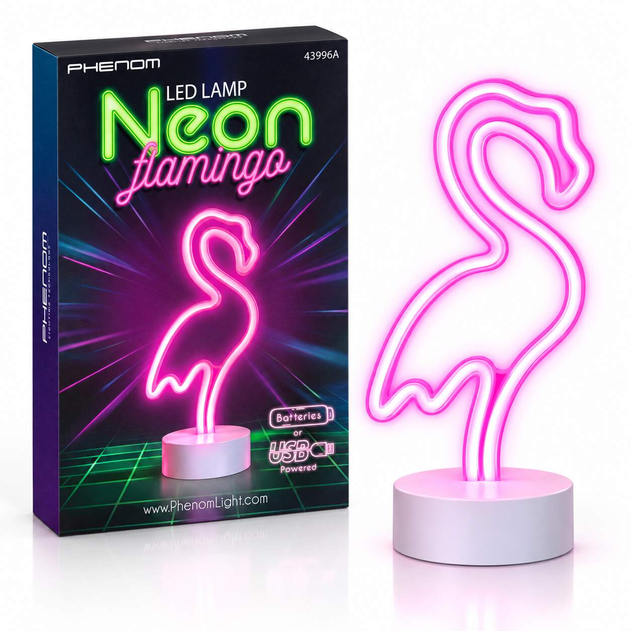 Nachtlamp Kind - Neon LED Flamingo Lamp Kinderkamer - Roze - op USB of op Batterij - LED Neon Tafellamp - Flamingo Nachtlamp - Sfeerverlichting voor Kinderkamer - Bureau - Slaapkamer - Woonkamer - 29,5 cm