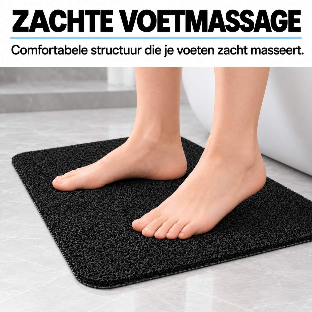 Antislipmat Douche Zacht & Waterdoorlatend - Douchemat Antislip Zwart - 70 x 40 cm - Incl. spons