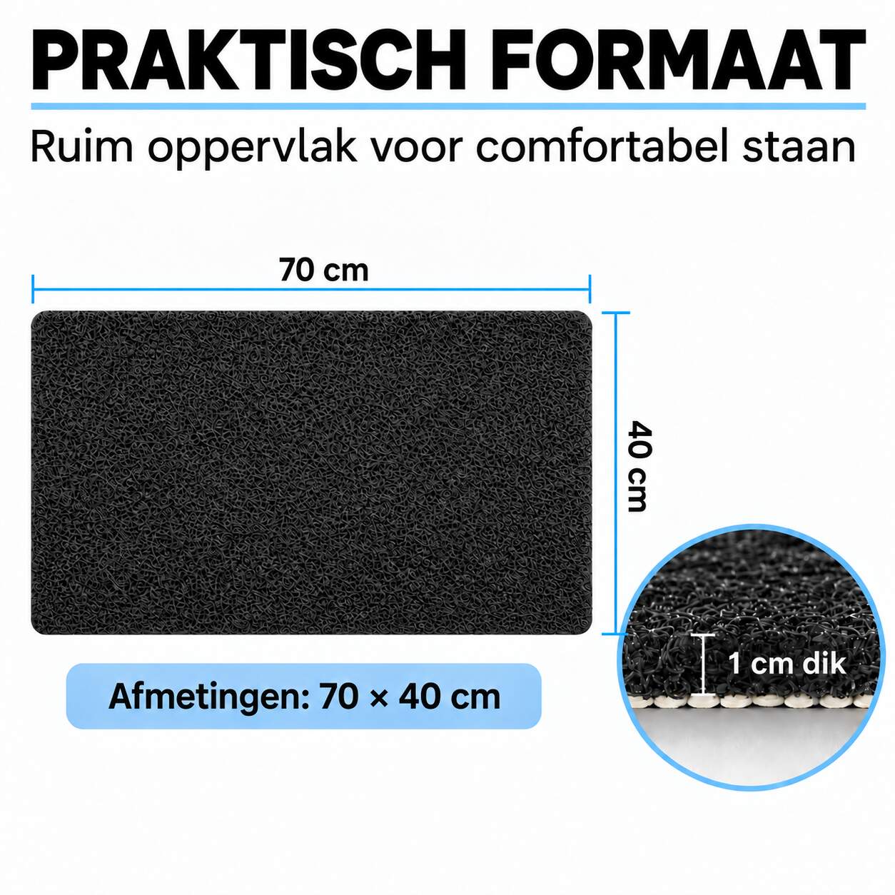 Antislipmat Douche Zacht & Waterdoorlatend - Douchemat Antislip Zwart - 70 x 40 cm - Incl. spons