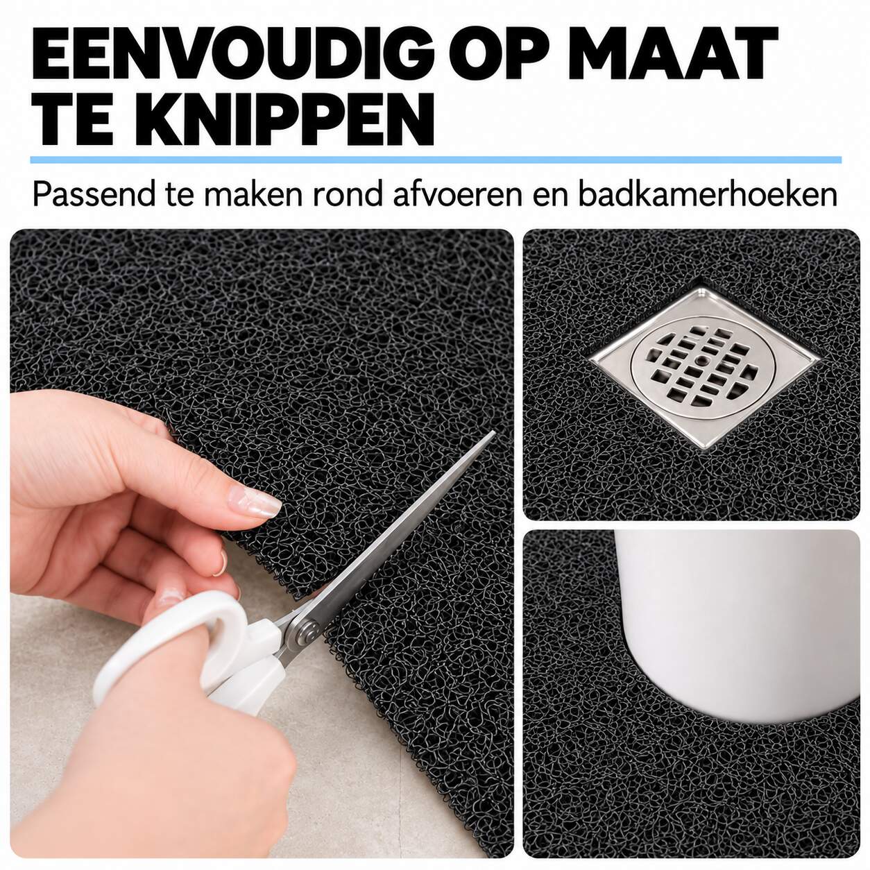 Antislipmat Douche Zacht & Waterdoorlatend - Douchemat Antislip Zwart - 70 x 40 cm - Incl. spons