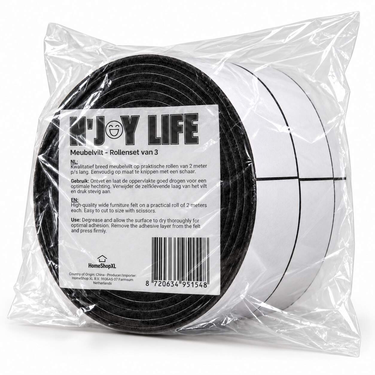3x Premium Vilt op Rol - 3 Rollen - 2m x 10cm / 2m x 5cm / 2m x 2,5cm - Anti Kras Meubelvilt Viltjes