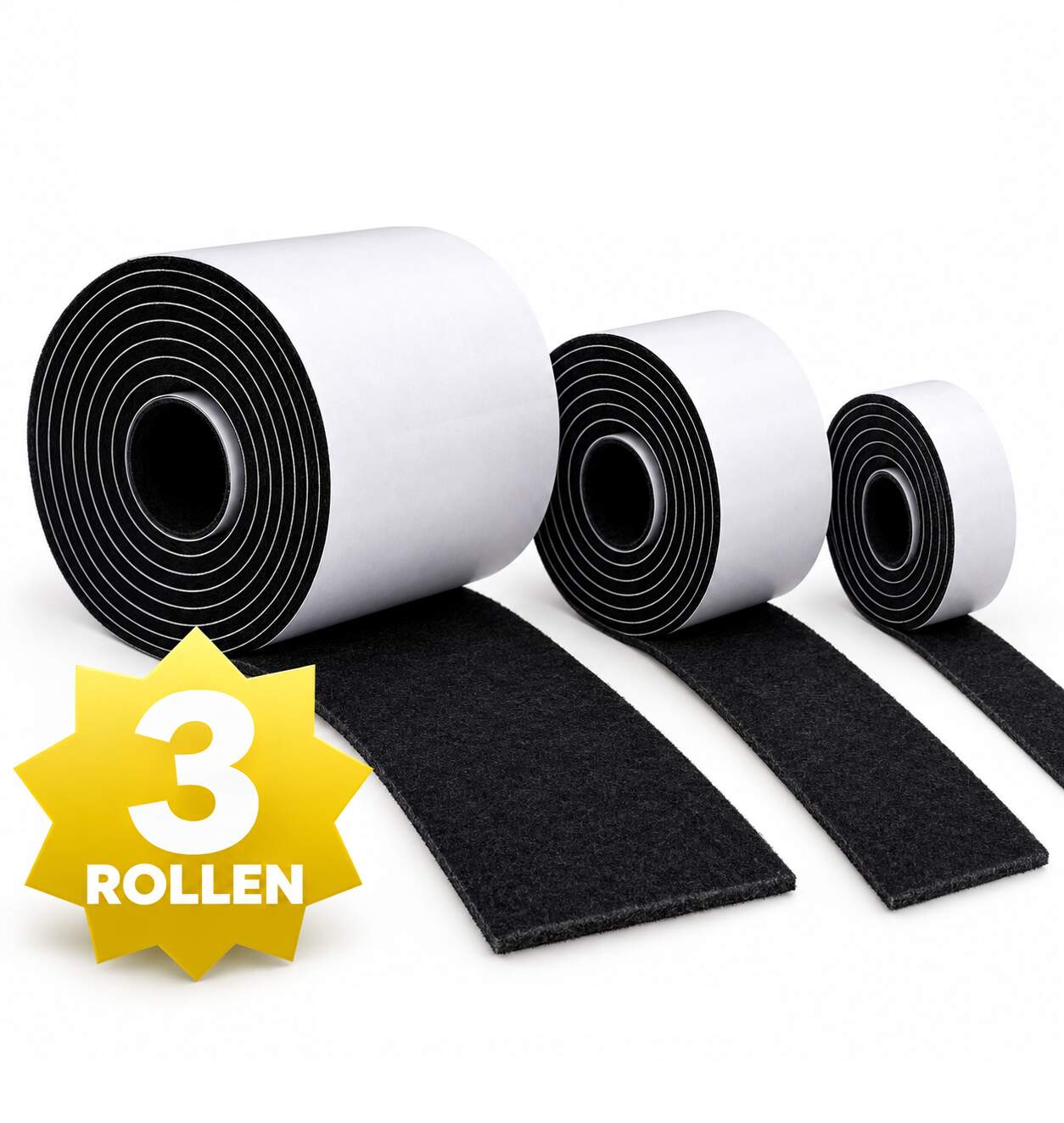 3x N'JOY LIFE Premium Vilt op Rol - 3 Rollen - 2m x 10cm / 2m x 5cm / 2m x 2,5cm - Anti Kras Meubelvilt Viltjes