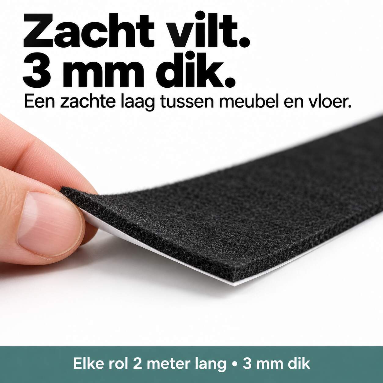 3x N'JOY LIFE Premium Vilt op Rol - 3 Rollen - 2m x 10cm / 2m x 5cm / 2m x 2,5cm - Anti Kras Meubelvilt Viltjes