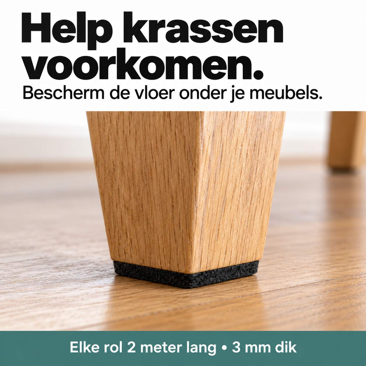 3x N'JOY LIFE Premium Vilt op Rol - 3 Rollen - 2m x 10cm / 2m x 5cm / 2m x 2,5cm - Anti Kras Meubelvilt Viltjes