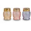 Glazen kaarsenhouder met metalen dop - 10 x 7 cm - zalmroze, rookgrijs, crème 10 Stuks [TW1024]