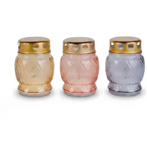 Glazen kaarsenhouder met metalen dop - 10 x 7 cm - zalmroze, rookgrijs, crème 10 Stuks [TW1024]
