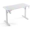 NL: Gaming bureau - 120 x 60 x 75 cm - RGB LED, USB, bekerhouder, hoofdtelefoonhouder, 5 mm glas - wit 1 Stuks [BMD1129WH]
